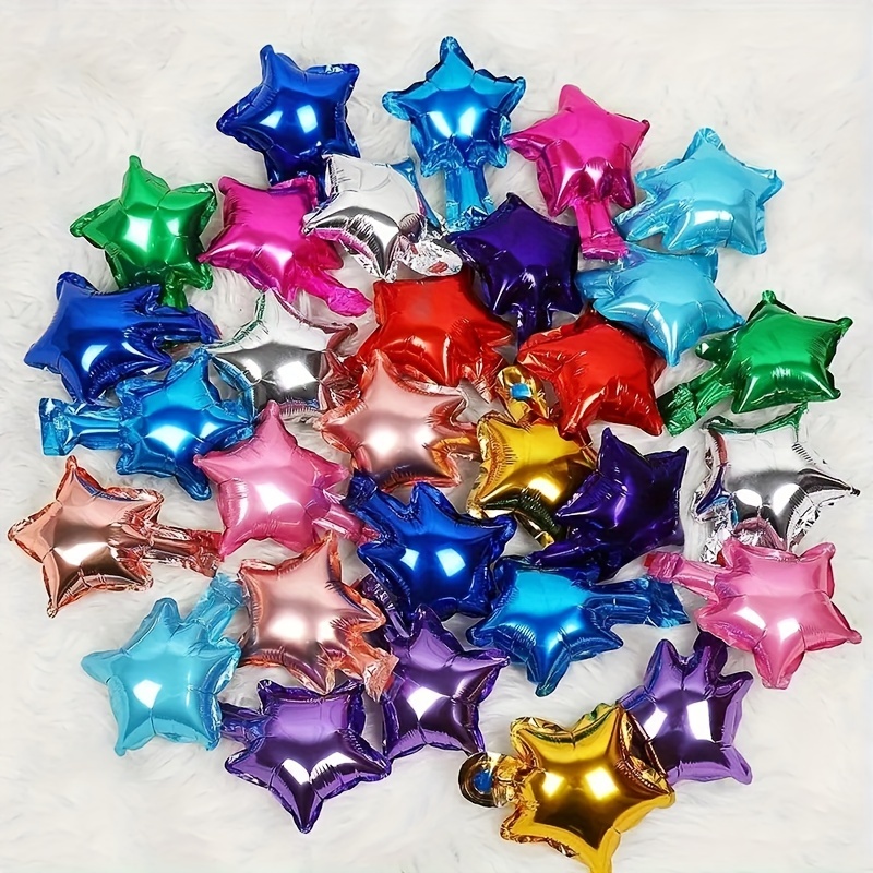 

30pcs Of Star-shaped Aluminum Foil Balloons For Birthday Party Decorations, Ideal For Wedding Decor, Christmas Backdrop Arrangements, And Supplies.