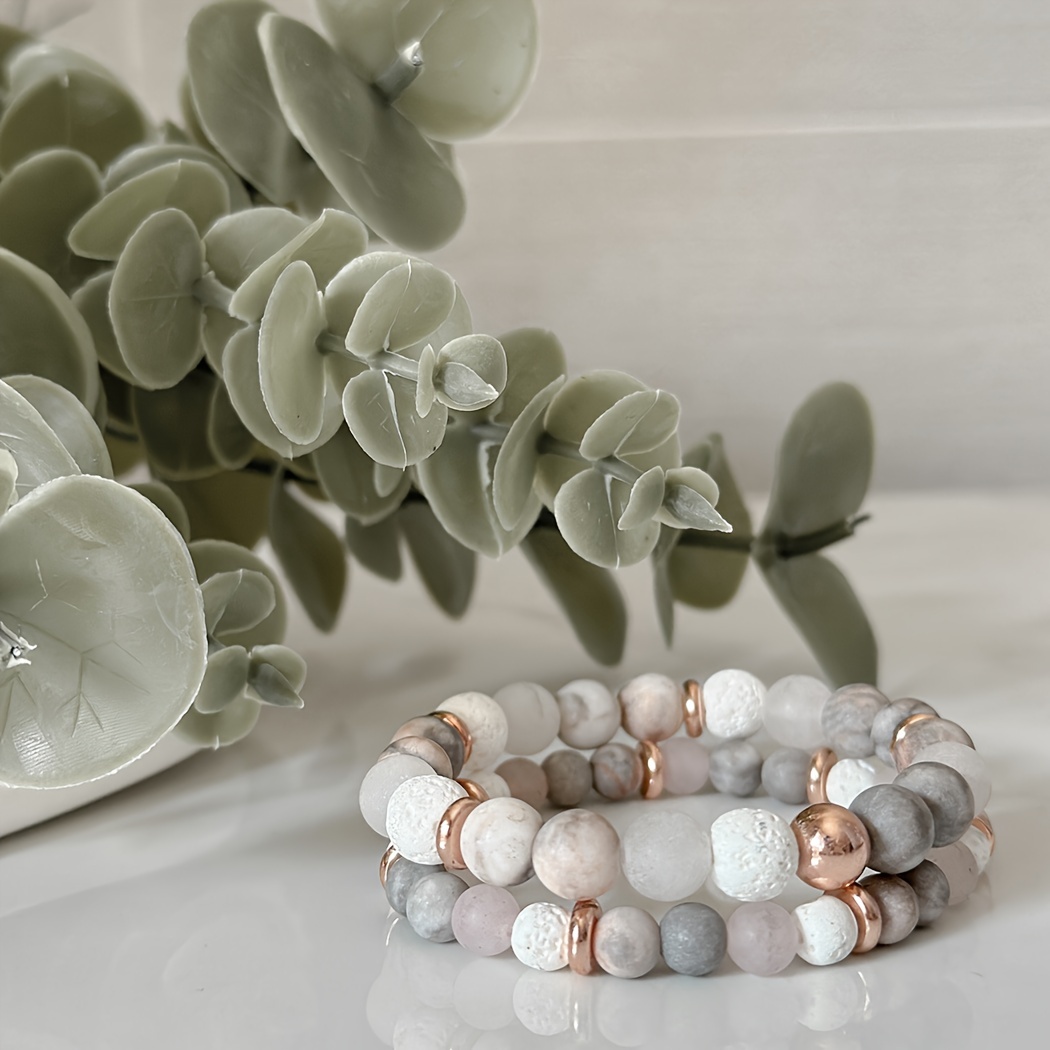 Natural Gemstone Beaded Bracelets Rose Quartz Stone Bracelet - Temu