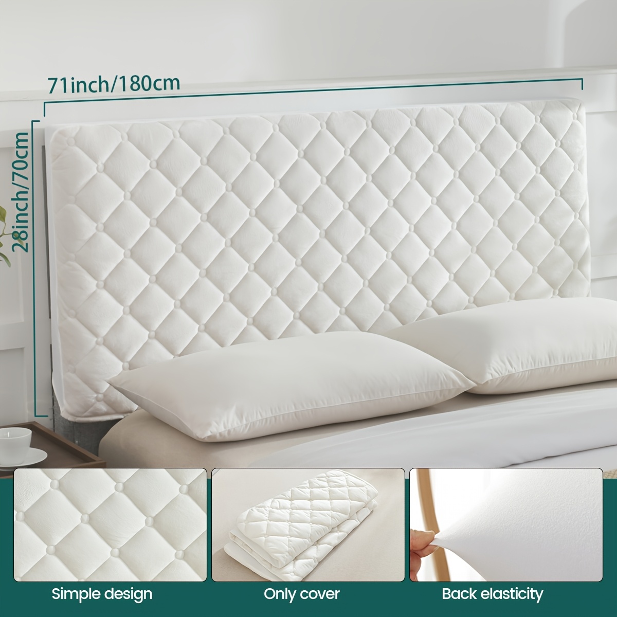 TEMU Thickened Headboard Cover, Slip-resistant Headboard Cover With Padding, Plush Quilted Headboard Cover. Single And Double Large Size Headboard