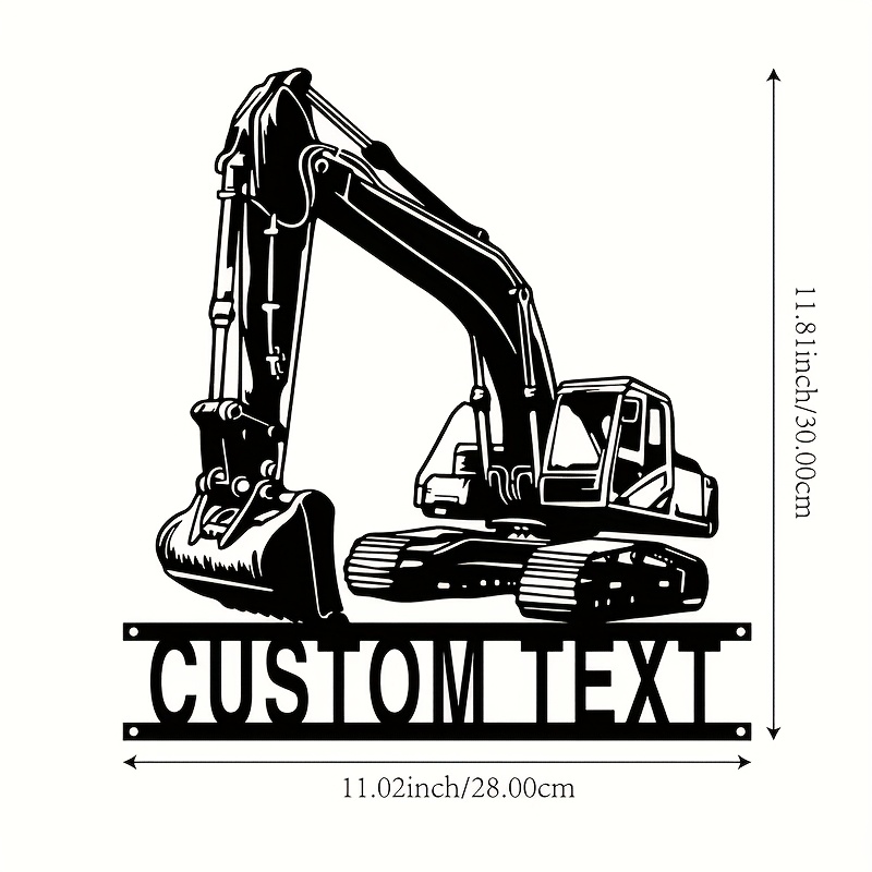 TEMU 1pc Personalized Excavator Heavy Equipment Wall Art - Custom Text, Industrial Construction Decor For Farmhouse, Garage, Office, Living Room -