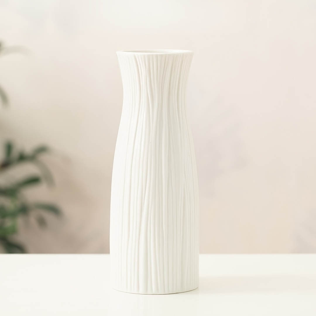 *. Weiße Plastikvase, Kunstblumen- und Trockenblumen-Vase Ornament * für Wohnzimmer-Dekoration, Neujahr, Valentinstag, Muttertag, Desktop-Dekoration für orientalische Festivals, Einzugsgeschenk