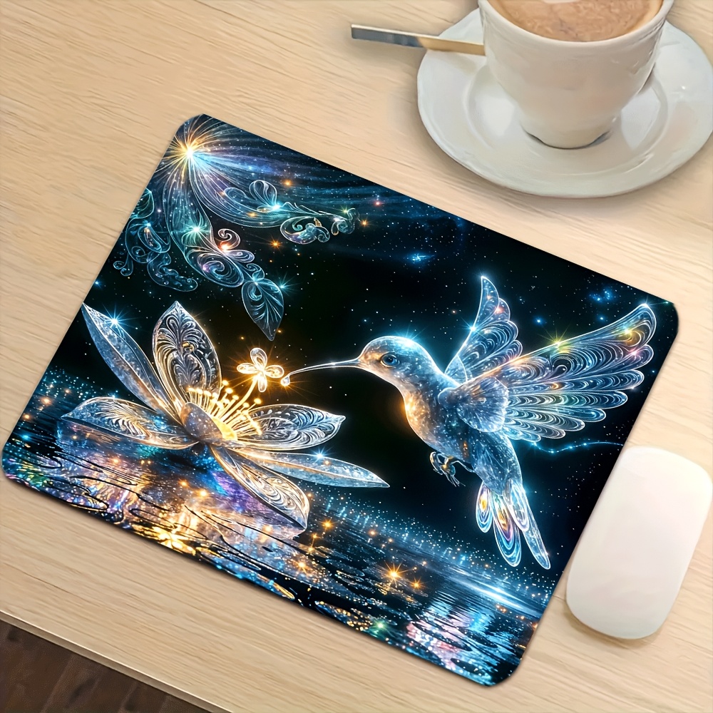 TEMU 1pc Neon Hummingbird Gaming Mouse Pad, Suitable For Office Desktop, Desk, Computer Desk, Keyboard Desk Mat, Durable Desk Mat, Multifunctional