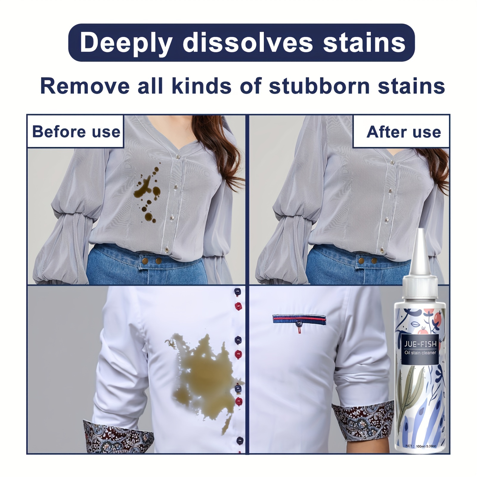 1pc powerful clothes oil stain remover citric acid formula low odor   cleaner for yellowed stained apparel details 2