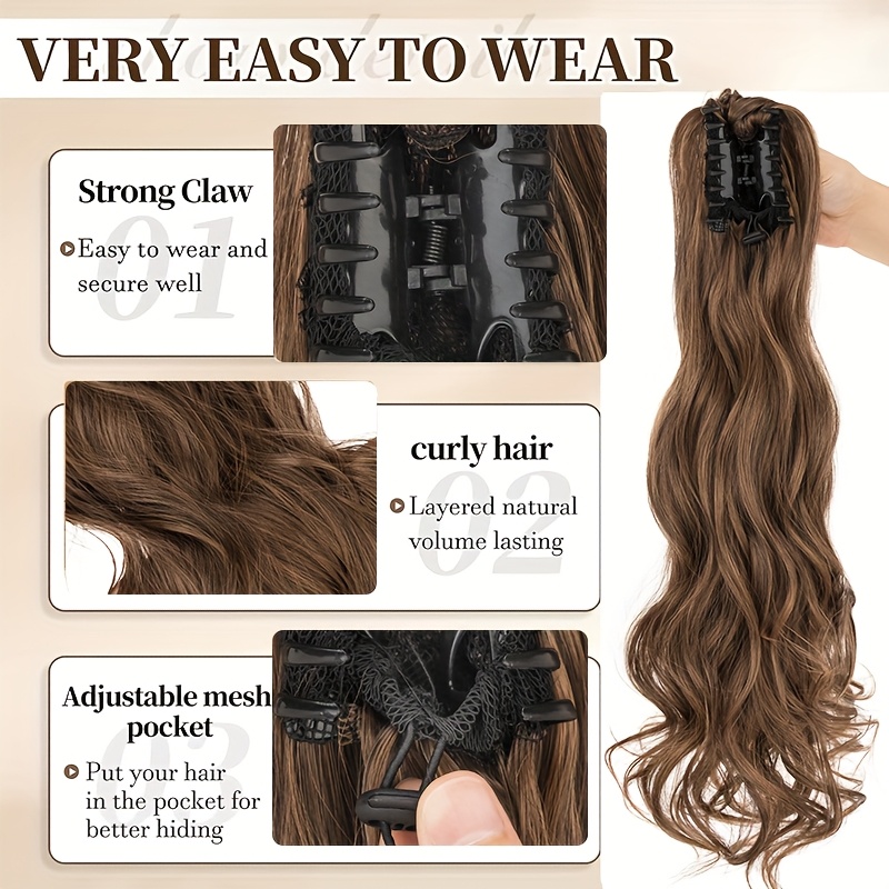 heat resistant curly ponytail wig with layered wave long body wave extensions for women natural looking daily     hair wig details 1