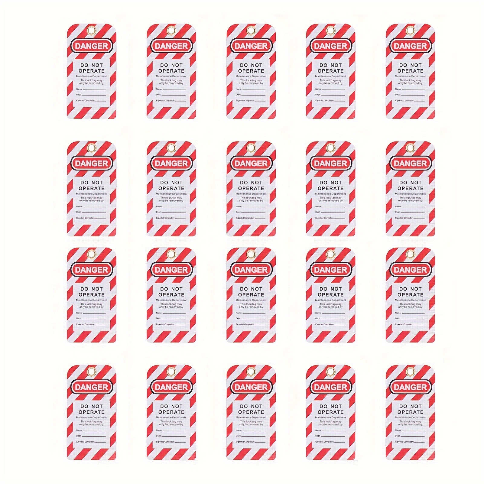 TEMU "professional-grade" Pack Of 20 Red Pvc Lock Tags - Durable, Reusable Safety Warning Signs Suitable For Industrial And Engineering Applications
