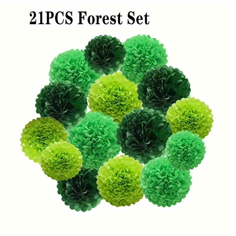 

21pcs, Forest Style Tissue Ball Set For Birthday, Graduation, And Party Diy Party Tissue Velvet Decoration, Flower Ball Party Venue Decoration And Layout