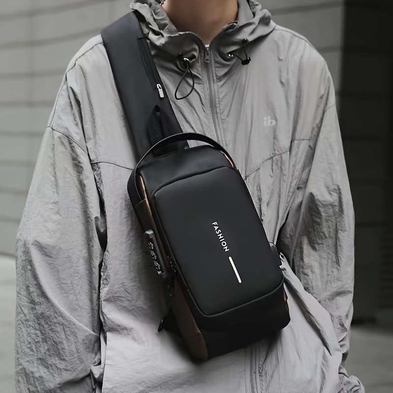 1 multifunctional fashionable crossbody bag with password lock casual travel sports chest bag wear resistant crossbody bag suitable for outdoor   strolling and daily commuting details 8