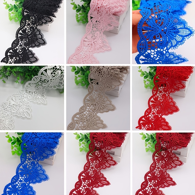 EXCEART 4.5m Cinta De Encaje Floral Color Rojo De Adornos Para Bodas Y Manualidades Apliques Para Costura Y Proyectos