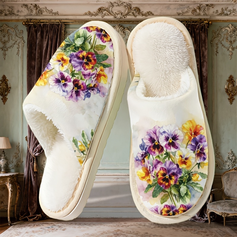 TEMU Cute Plush Couple Slippers For Men And Women, Four-season Thick Sole Indoor House Shoes, Elegant French Style Gift, Perfect For Family