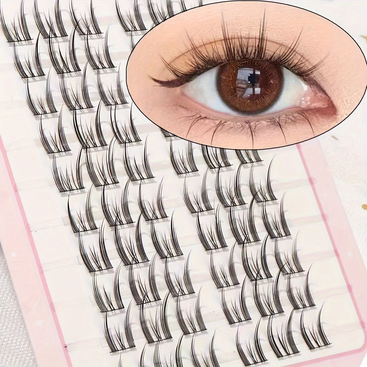Image of 10 Of 60 Clusters Diy Eyelash Extension Cartoon Eyelash Extension Artificial Mink Eyelash Roll Individual Eyelash Extension Eyelash Cluster Diy