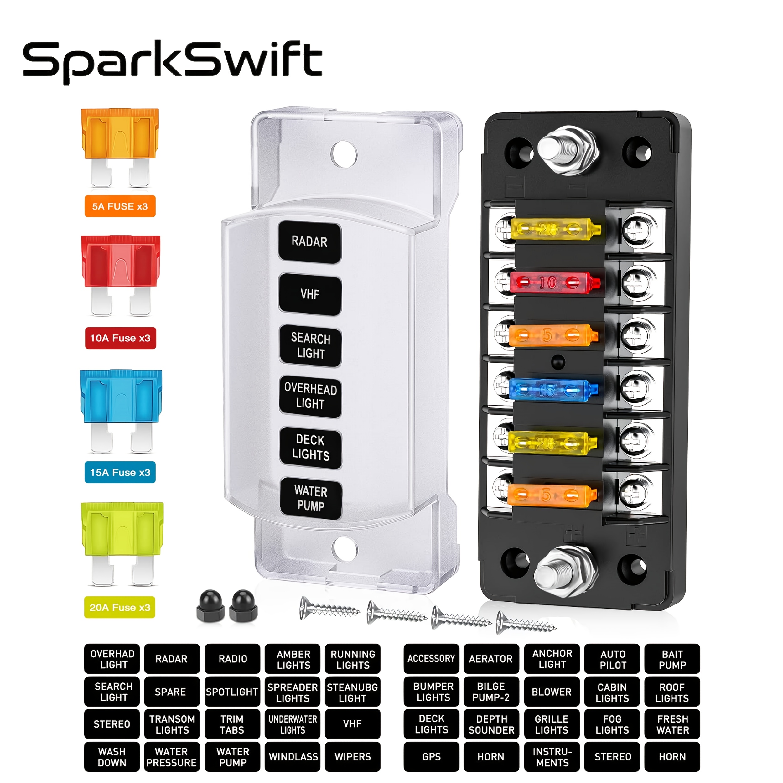 TEMU Fuse Block With Negative Bus Bar, Blade Fuse Box Holder For 12v/24v Automotive Truck Rv