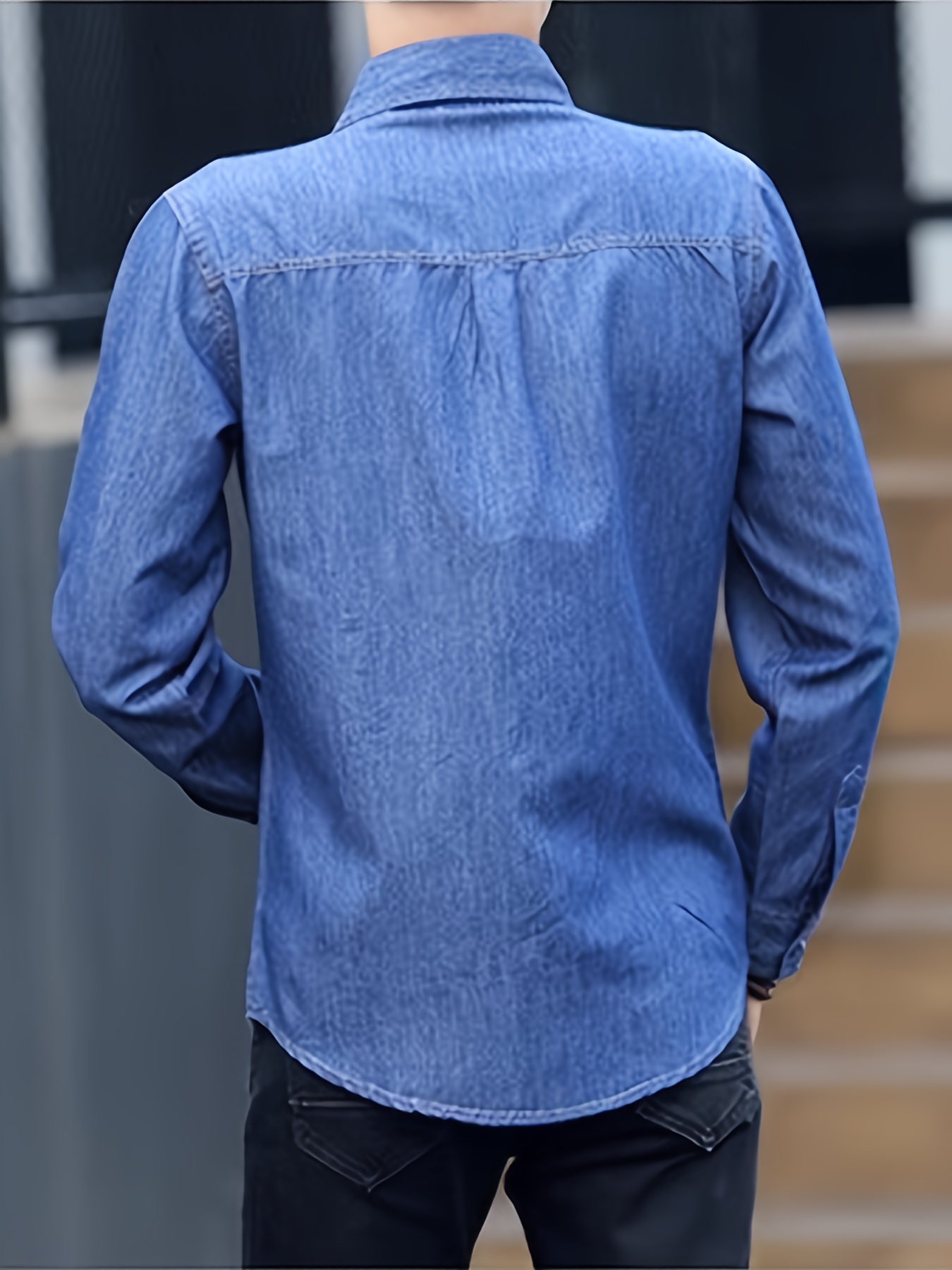 Korean Style Men's Long Sleeve Thin Fit Casual Denim Shirt for Spring and Autumn, Workwear Jacket