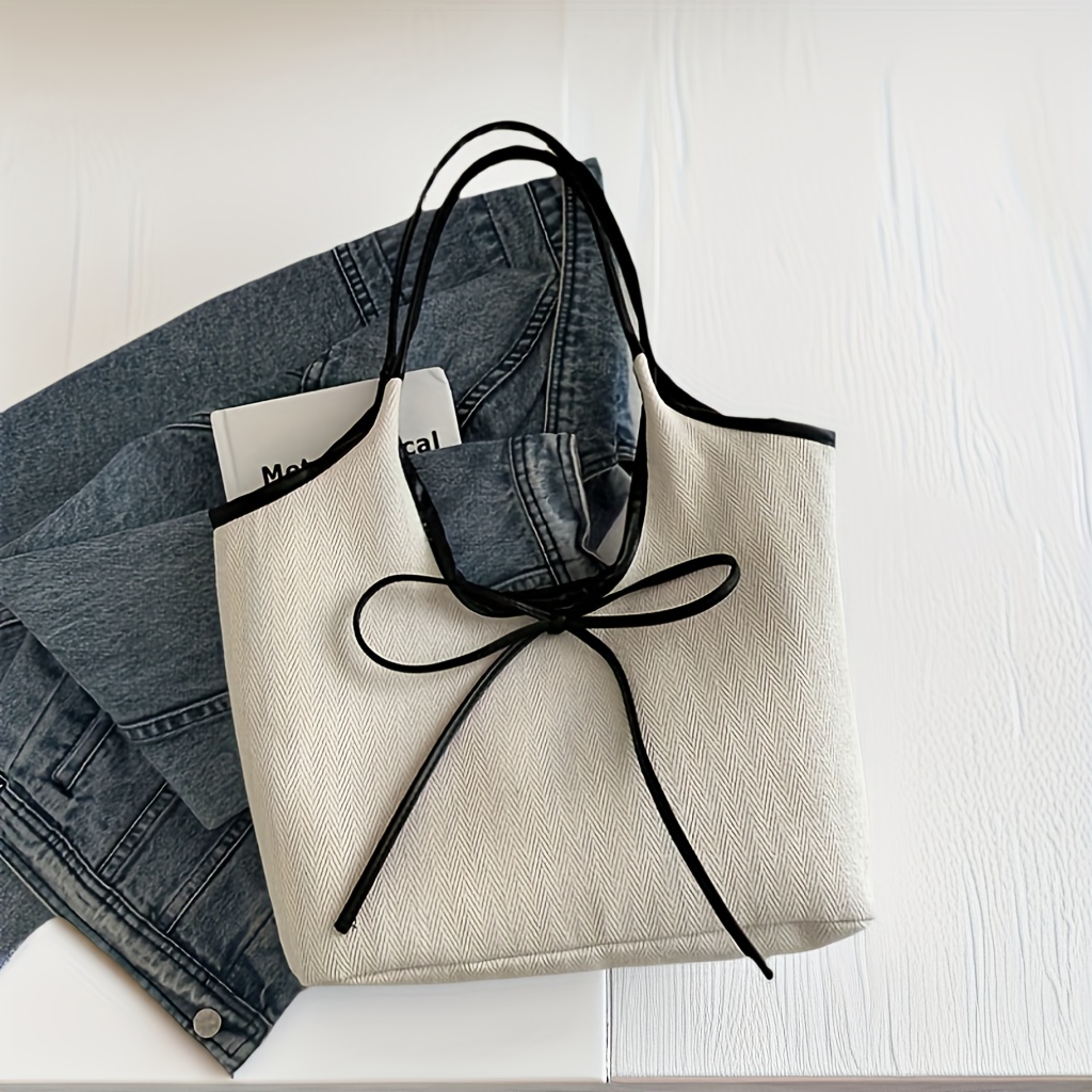 Image of Fashionable And Casual Women's Large Capacity Shoulder Bag With Bow Details, Suitable For Daily Use, In White And