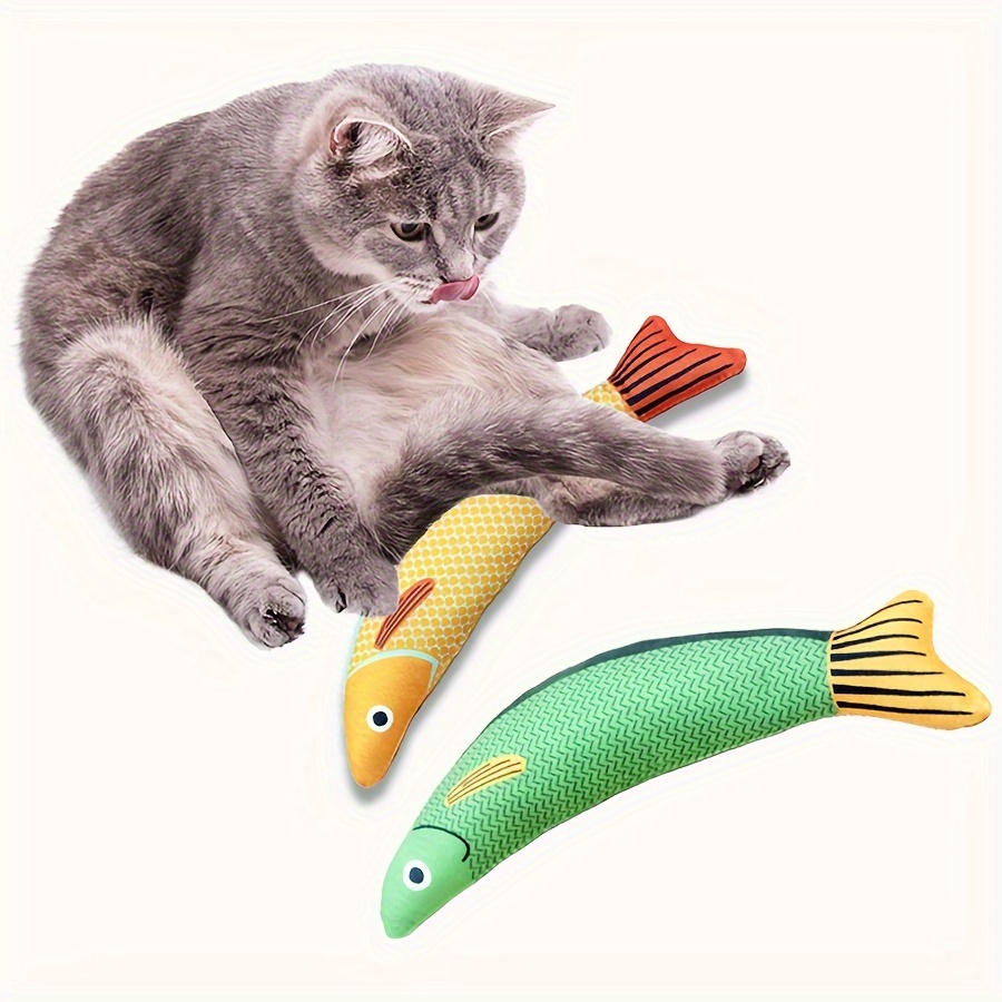 

Interactive Squeaky Cat Toy - Striped For All Breeds, Polyester Material