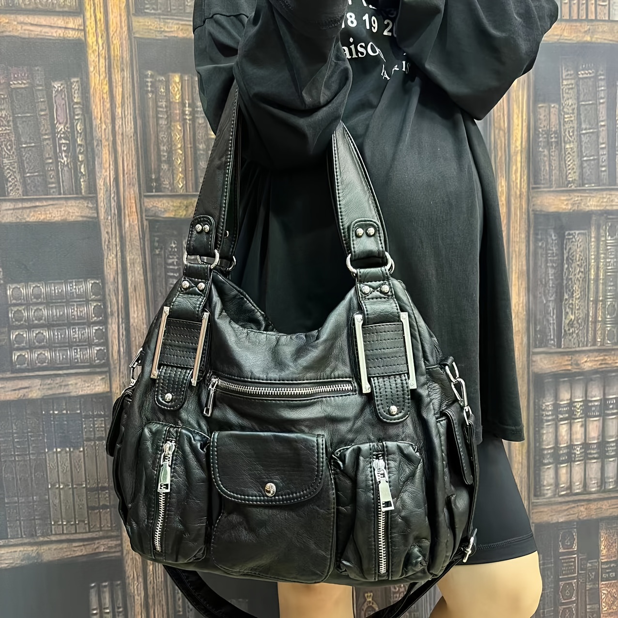 womens y2k retro soft tote bag large capacity multi pocket - Temu
