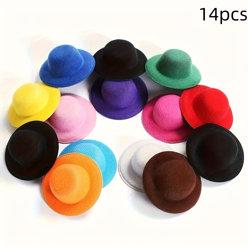 14pcs Mini Felt Hat Accessory Set - Multicolor, Suitable For And Craft Materials For Shoes, Boots, And Watches