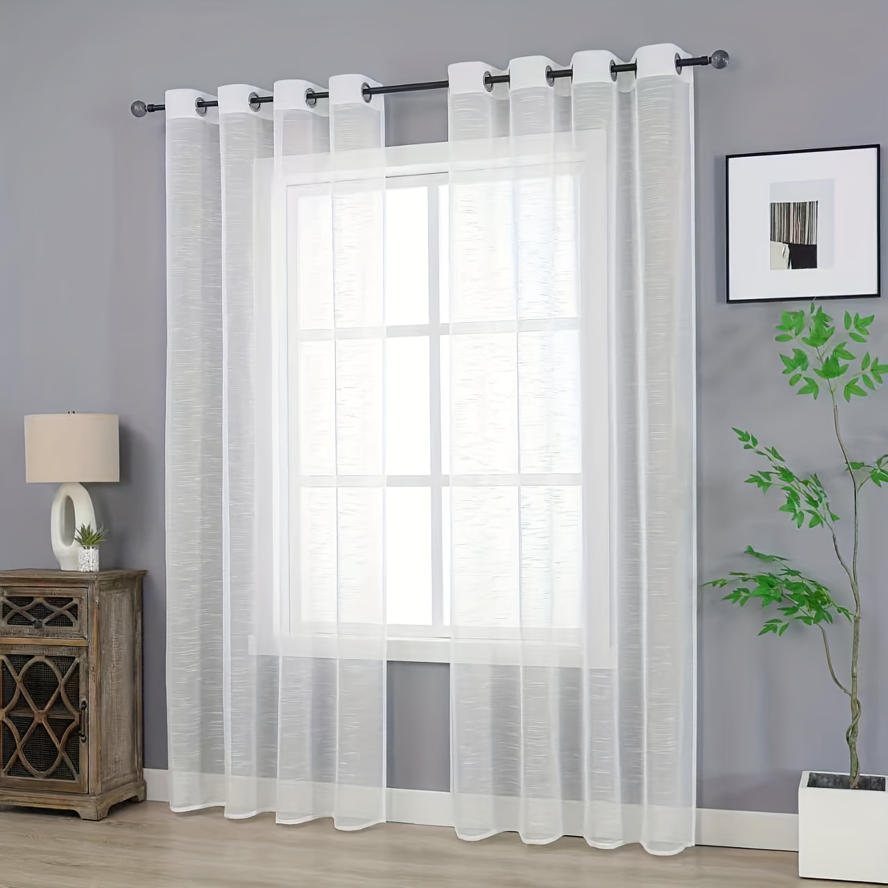 2 white solid striped curtains modern minimalist style with grommet semi   filtering   easy to clean   easy to care for lock ring design suitable for apartments schools churches auditoriums offices