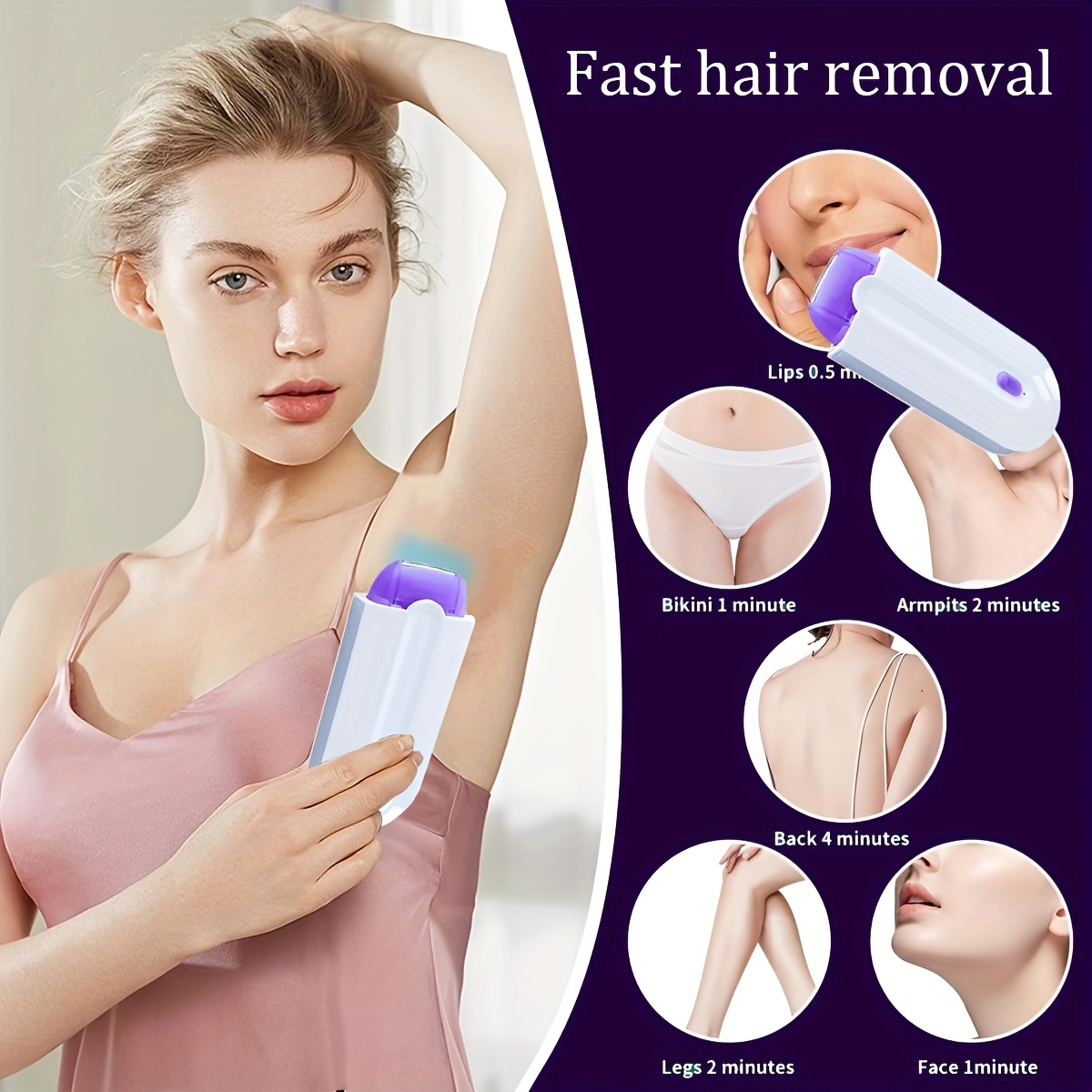 depiladora   usb para mujer,  , y recortadora de bikini | máquina de afeitar húmeda y   con batería de 500mah, cuchillas de acero inoxidable, 2 cabezales de repuesto, cepillos de limpieza, para rostro y cuerpo, beige   Detalles del producto 1