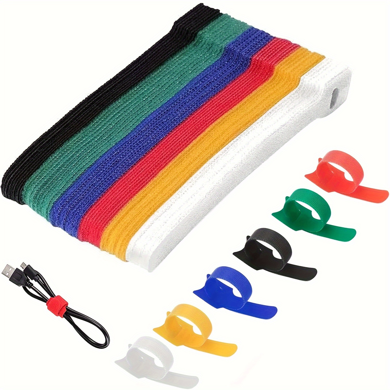 

6 Inch Releaseable Cable Ties Colored Nylon Cable Ties Strap Hook Loop Wrap Zip Bundle Ties Cable Wire Management