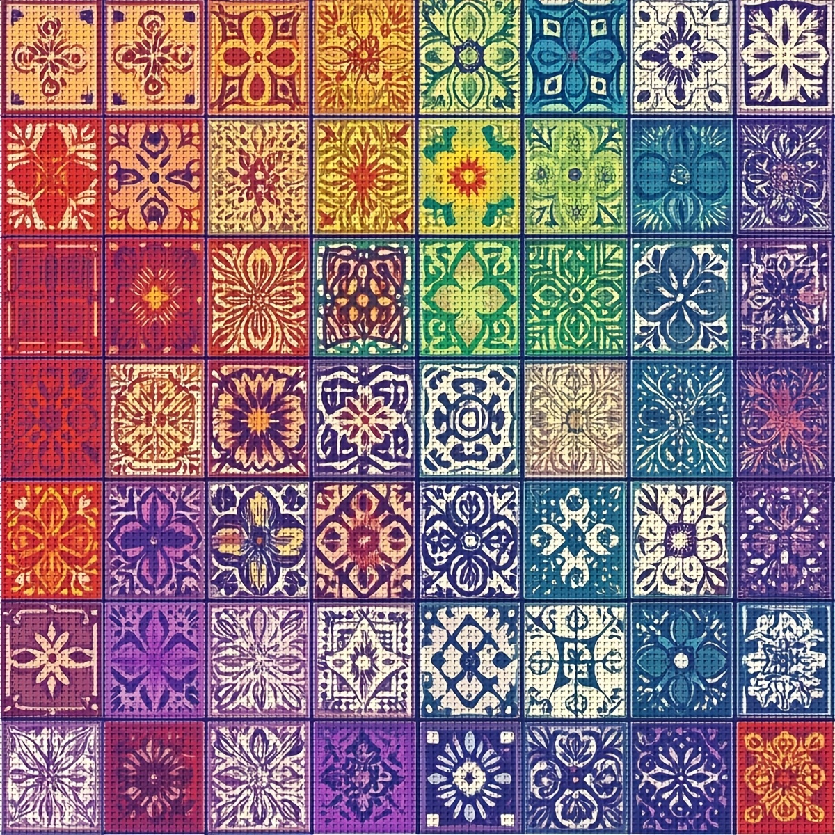 TEMU JOZYSH 1 Set 40X40Cm[15.7X15.7Tum] /50X50Cm[19.7X19.7Tum] DIY Stitch Kit, Färgglatt Mönstertryck Stitch Kit, Slumpmässig Trådbräda Stitch