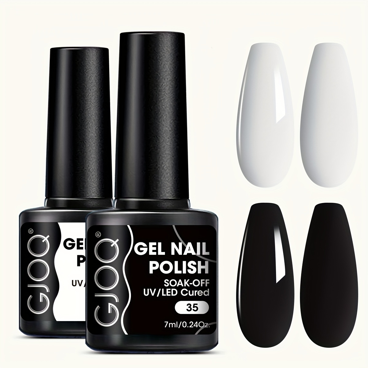 2pcs Black & White Gel Nail Polish Set - Long-lasting, Formaldehyde-free Soak Off /led Varnish For Salon-quality