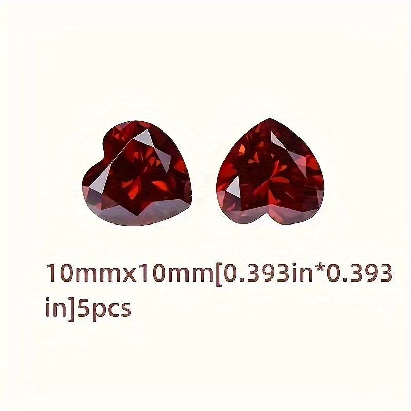 5pcs Heart-shaped 10mm Glass Crystals, For Jewelry Making - Suitable For Ring, Earring Jewelry Gemstone Inlay