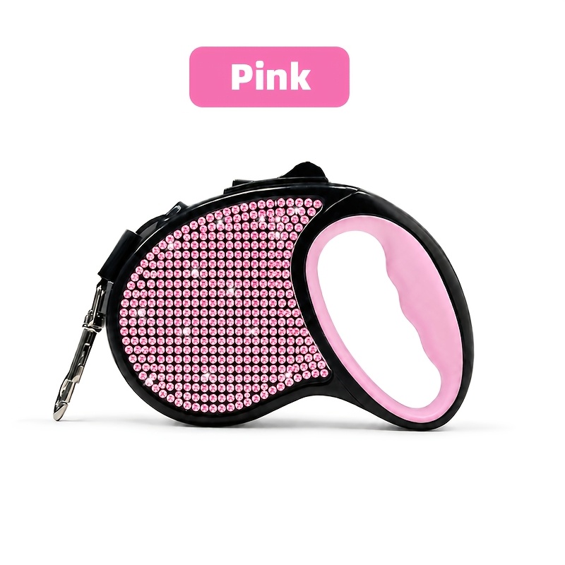 TEMU Rhinestone 1pc Automatic Retractable 3-meter Rope Long Dog Leash Suitable For Pets Outdoor Dog Walking Use, Without Battery
