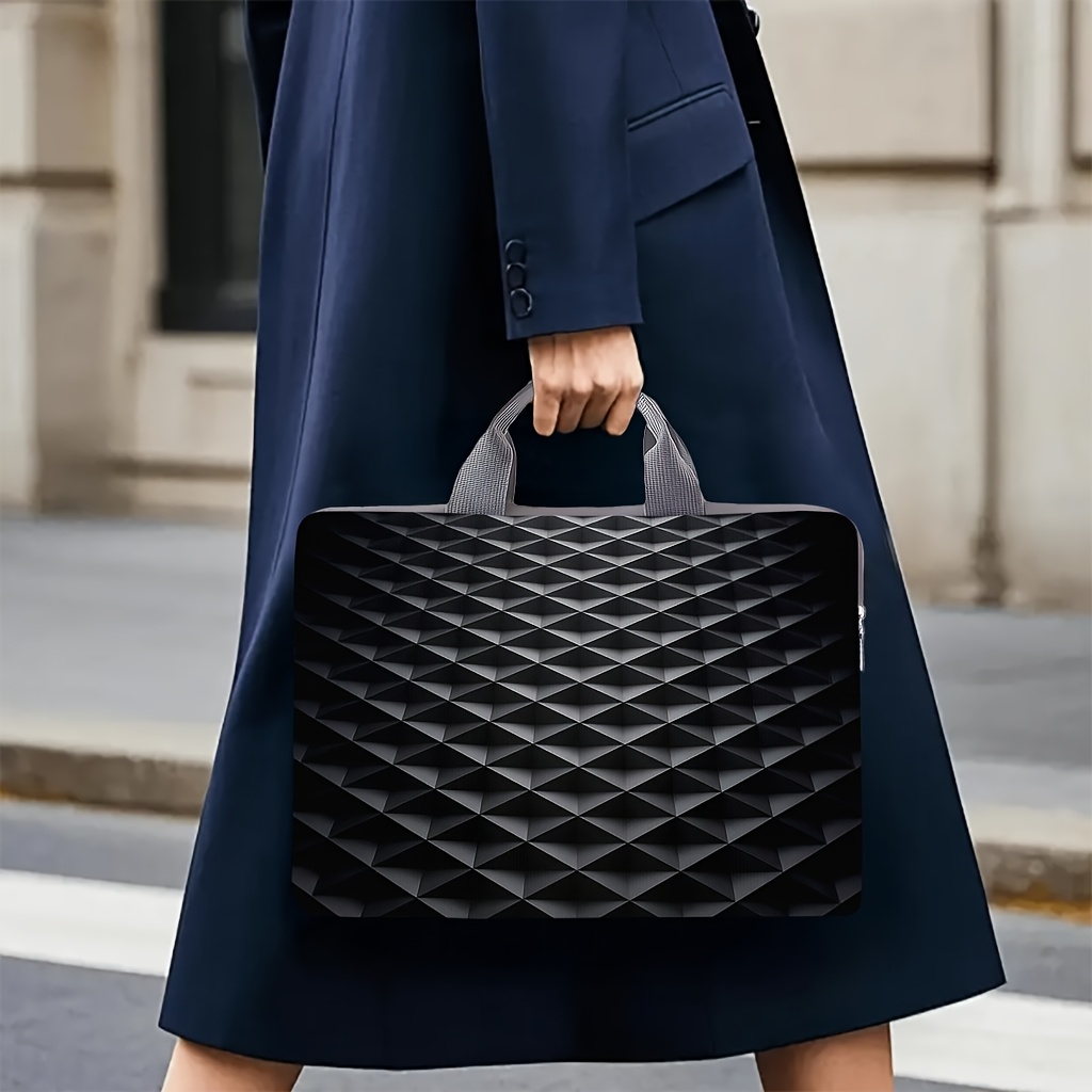 Cute Printed Notebook Computer Bag, Dark Geometric Design