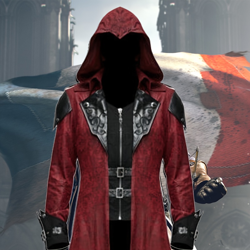 Suiting Style Herren Assassin Black Jacob Frye AC Cosplay Hooded Gaming Wolle Trenchcoat Kostüm