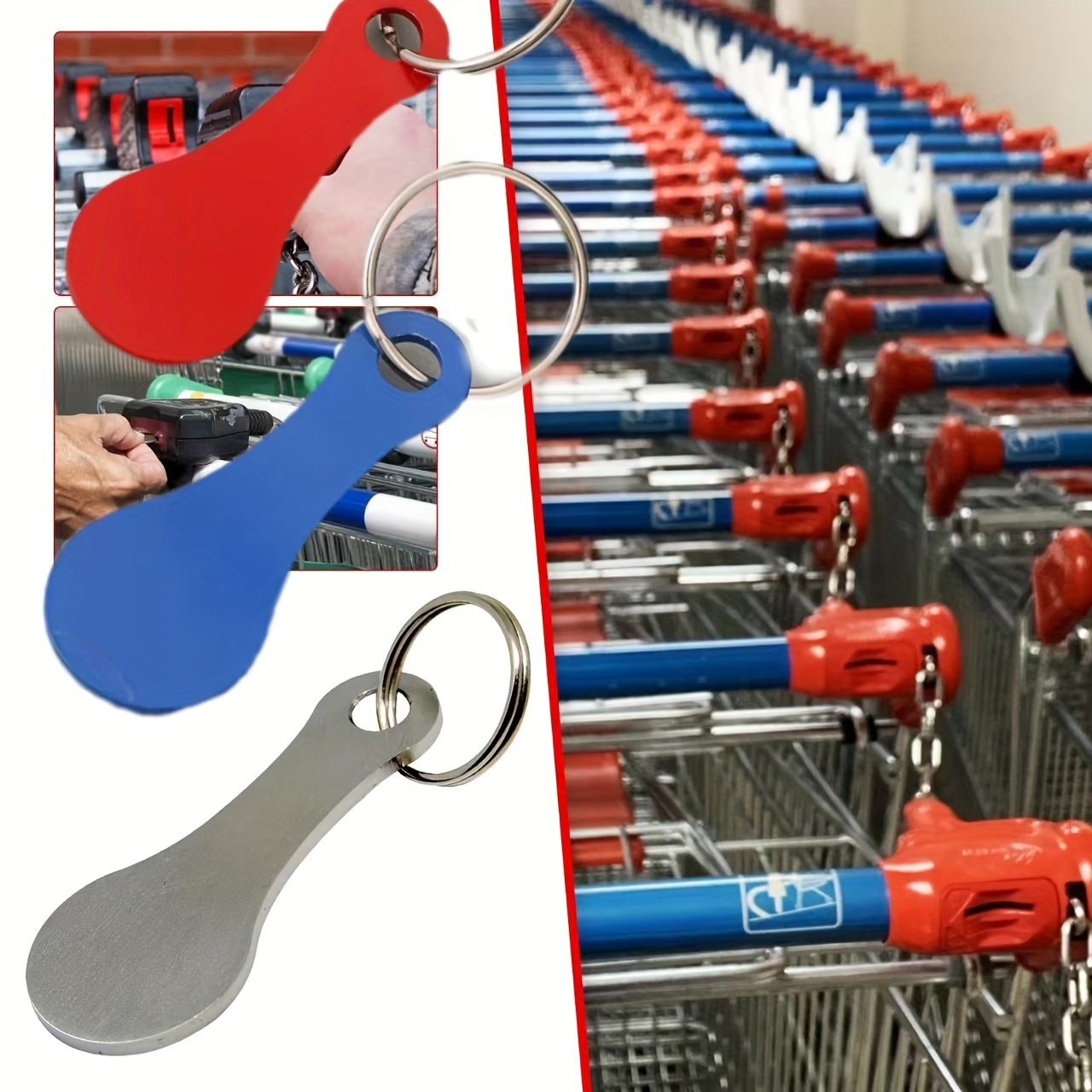 

2pcs Stainless Steel Shopping Cart Token Keychains - , Battery-free, Trolley Release Keys For - Ideal Gift For