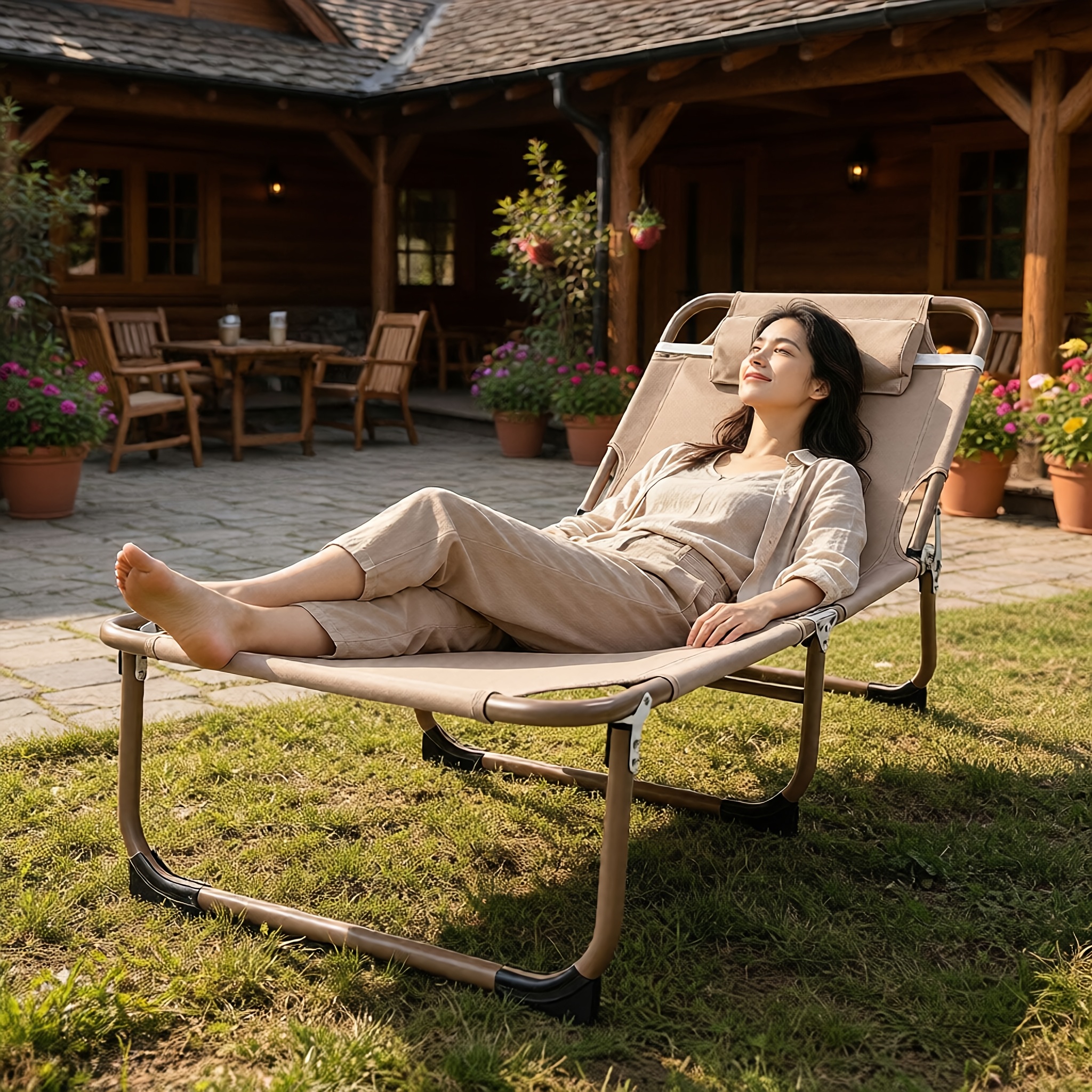2027 new multifunctional outdoor folding recliner suitable for home office and outdoor   season foldable recliner