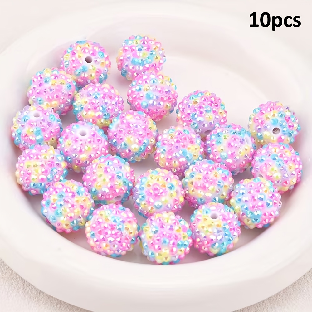 E-shop 10 Stück 20mm Glitzer Disco Kugel Perlen für Schmuckherstellung, Armbänder, Halsketten und Feiertags-Bastel Schmuck Spacer Perlen