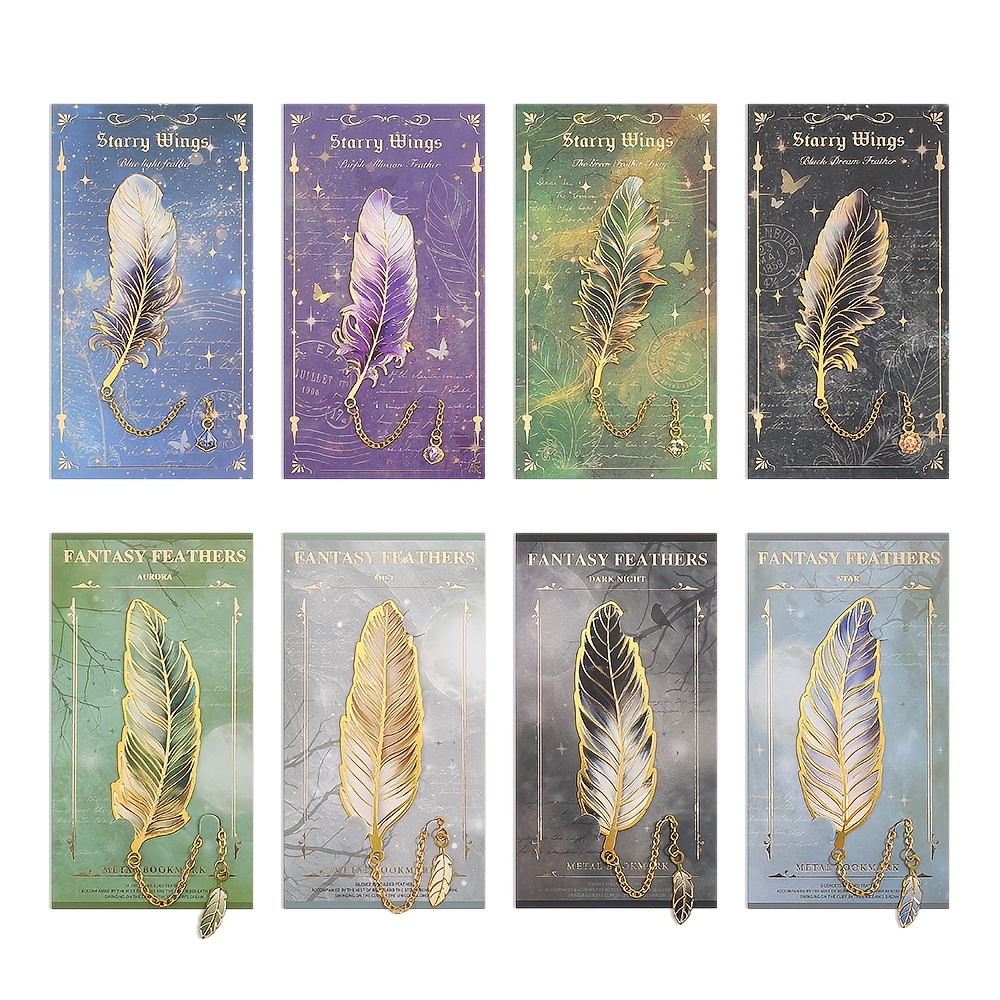 Image of 8pcs Retro Bookmarks, Chain Pendant Design With Vintage Style, For Writers Readers, Planner Accessories & Birthday Christmas Gift For Book Lovers