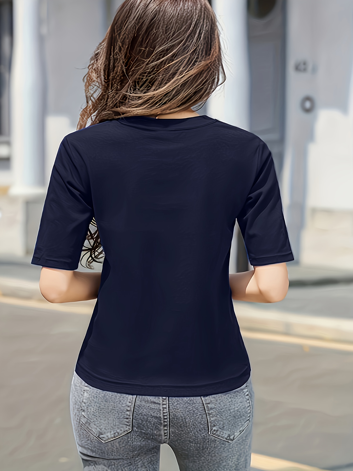 Women'S Elegant Solid Color Crew Neck T-Shirt, Short Sleeve Casual Summer Top, Lightweight Polyester Fabric, Regular Length, No Stretch, for Casual Attire