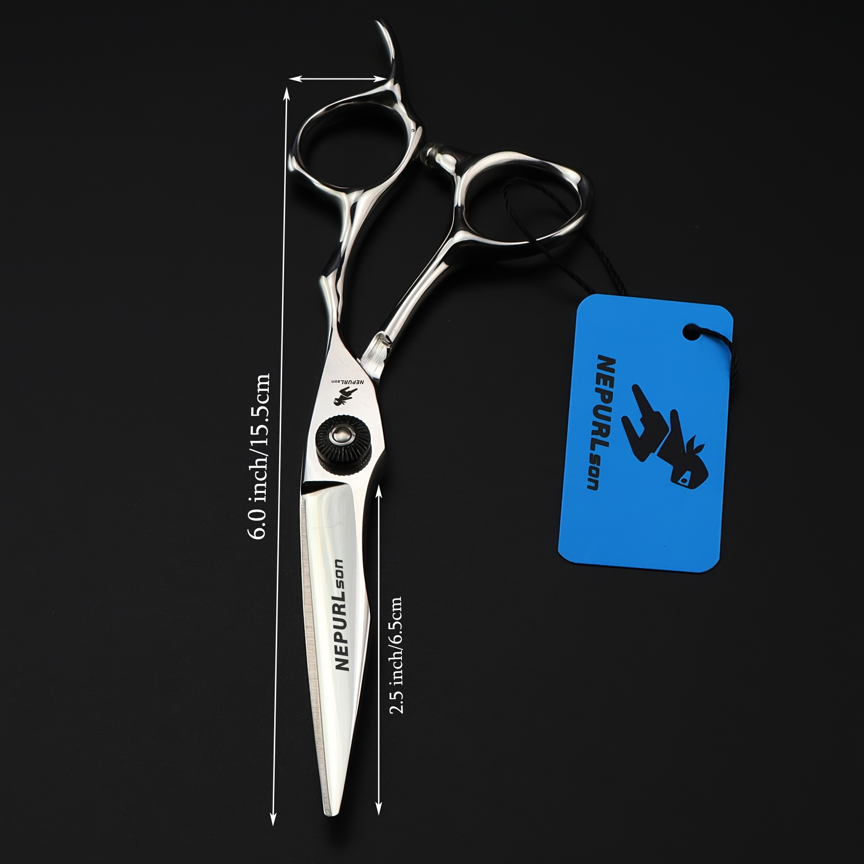 Professional Right-Handed 6.0 Black High Screw Hair Scissors