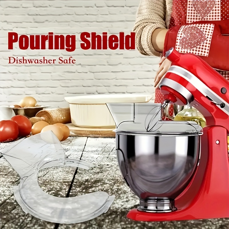 plastic pouring shield and splash guard set 2pcs for stand mixer 4 5 5qt adjustable food grade pouring chute accessory transparent mixer bowl attachment for   free mixing and pouring details 1