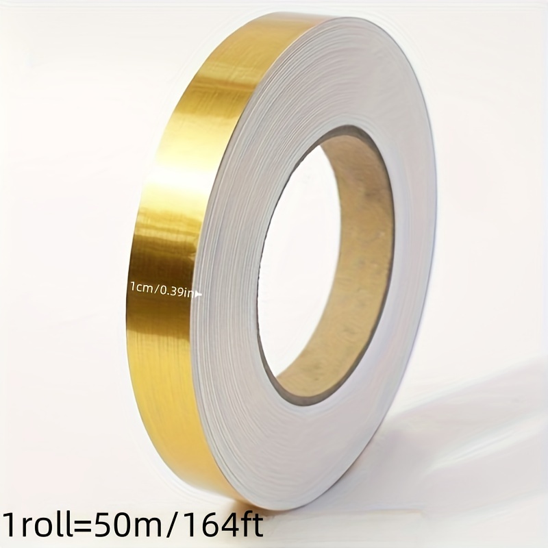 TEMU Self-adhesive Golden Foil Tape For Diy Projects: 55 Yards X 0.39 Inches, Pvc Material, Perfect For Wall Decoration And Graphic Art