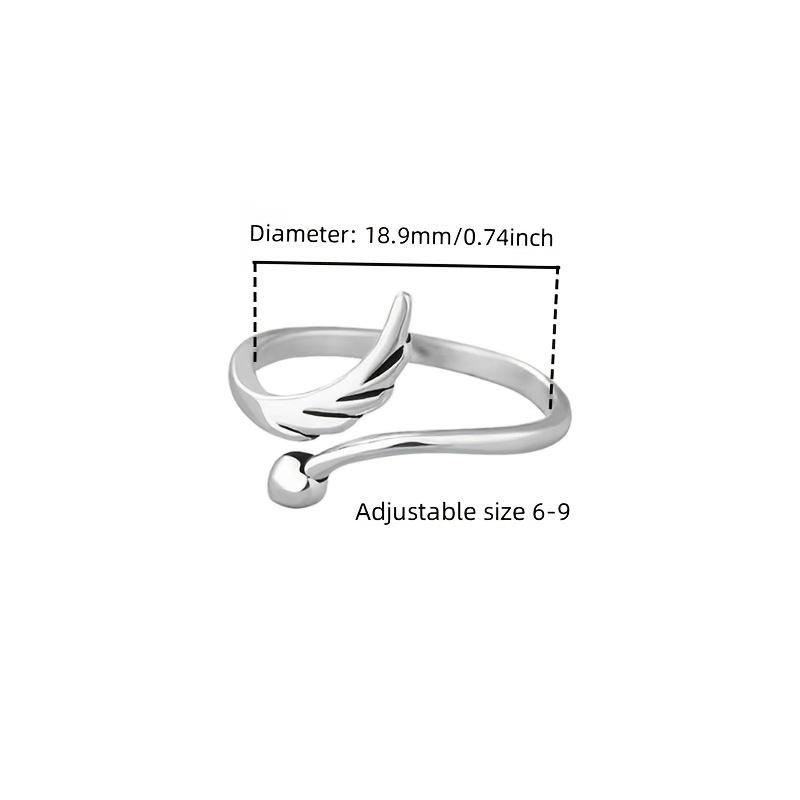 Women's Adjustable 925 Sterling Silver Angel Wing Cuff Ring