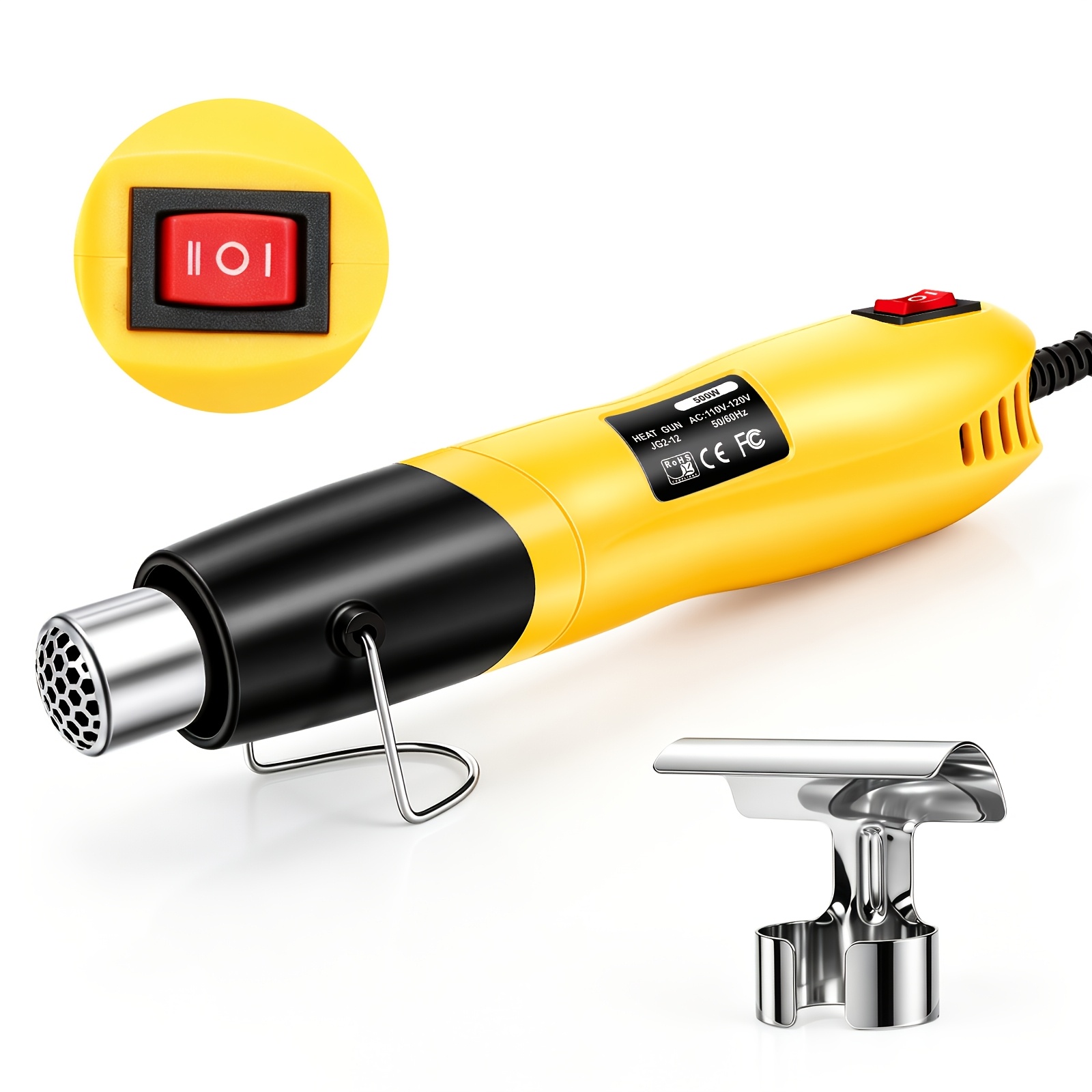 TEMU Mini Handheld Heat Gun 2-speed Adjustable Temperature Hot Air Gun With Nozzle Attachment And Stand For Phone Repair, Heat Shrink Tubing, Vinyl
