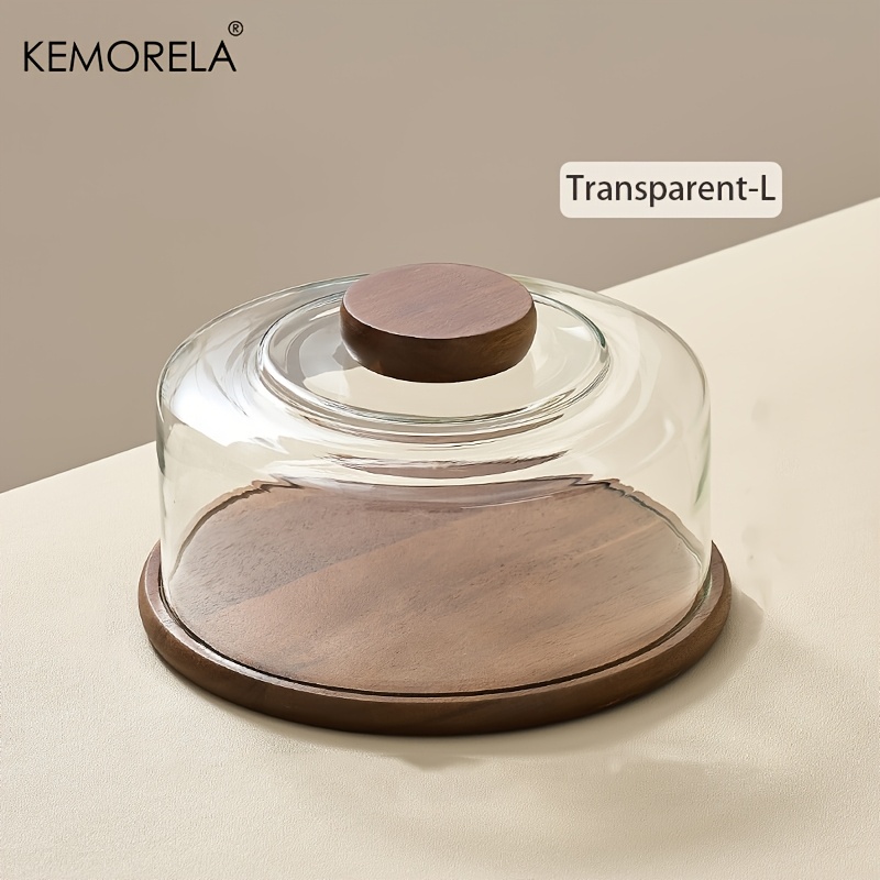 Kemorela 1pc Cake Stand With Dome Lid, Food-safe Kitchen Serving Tray For Dim Sum And Pastries, Decor Display Platter, Dessert Storage | Stylish Food Cover | Glass Dome Lid, Cake Tray