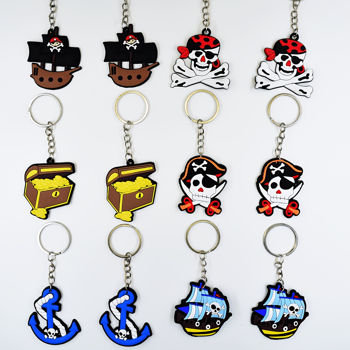 Image of 2d Flat - 2d Flat - Gift For Her/him 12 Pirate Keychains, 2d Cartoon Soft Keychains, Birthday Gifts, Keyring Packs, Themed Party Gift Bag Filling, Backpack Decoration Pendant