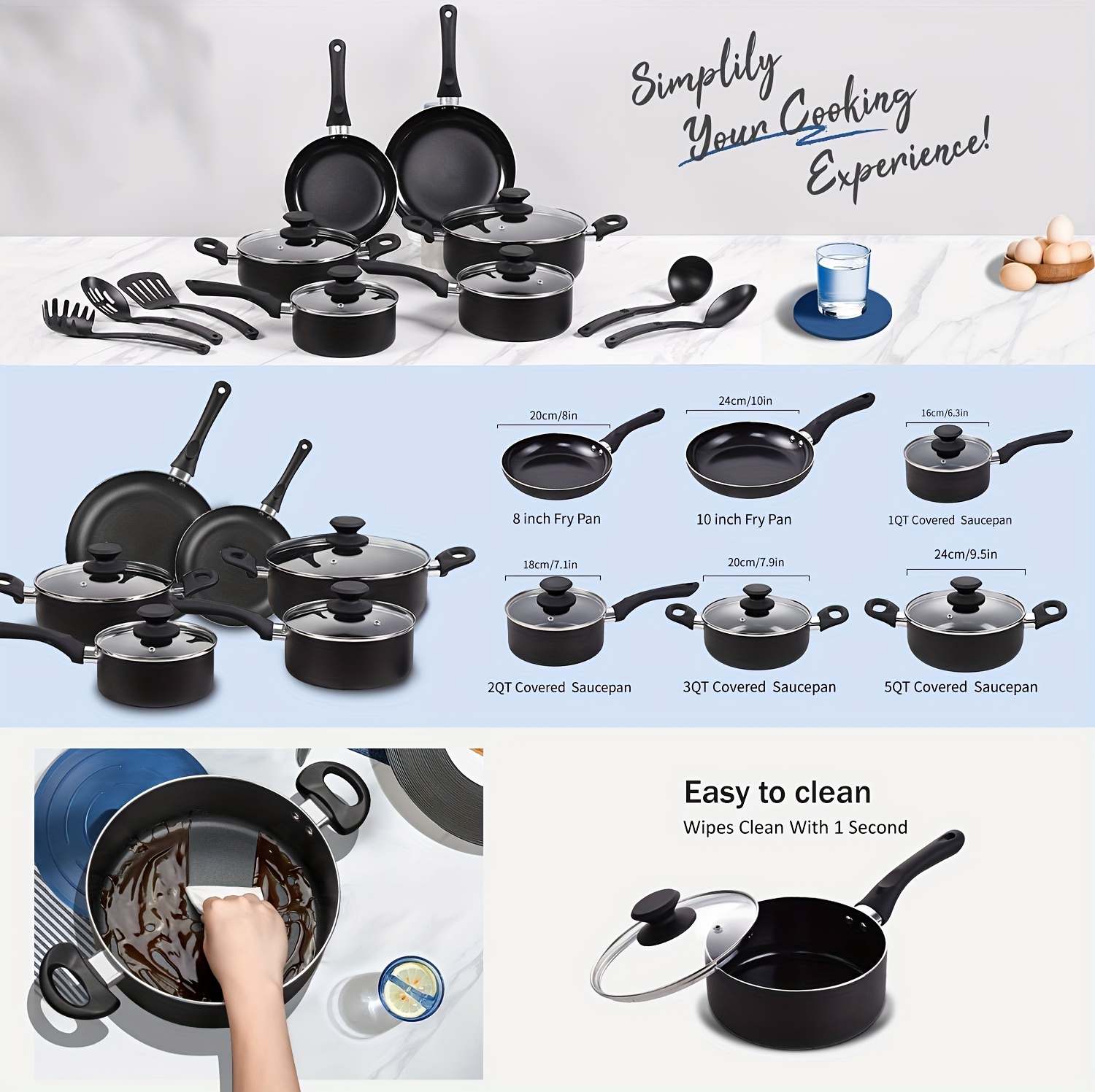 popular   15pcs nonstick cookware set with soup pot milk pot and frying pans ceramic finish aluminum cookware with stay   ideal for gifts family showers elders nonstick suitable details 0