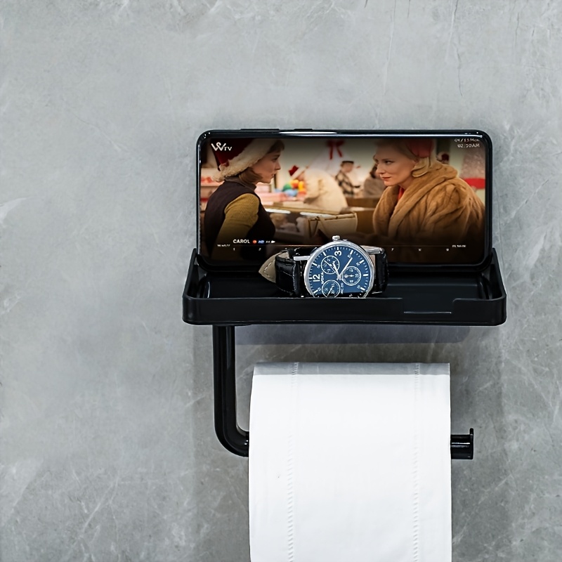 TEMU 1 soporte de pared para papel higiénico de baño, estante de almacenamiento multifuncional, estante, adecuado para papel higiénico, toallas,