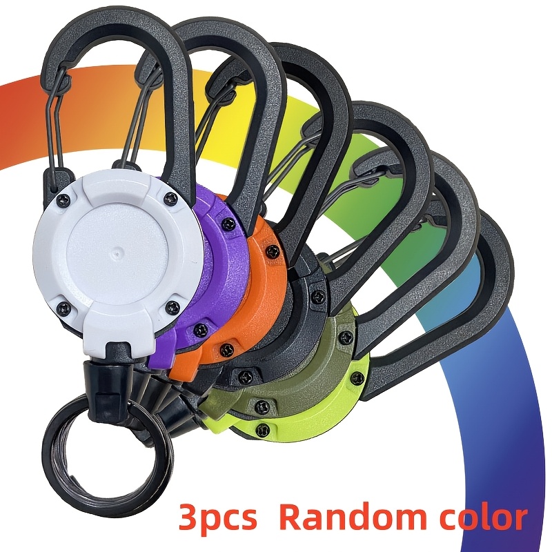 TEMU 3 Retractable Keychains In Random Colors, With Metal Clasps And Ring Design, Adjustable Id Badge Keychain, Sturdy And Secure Closure, Suitable