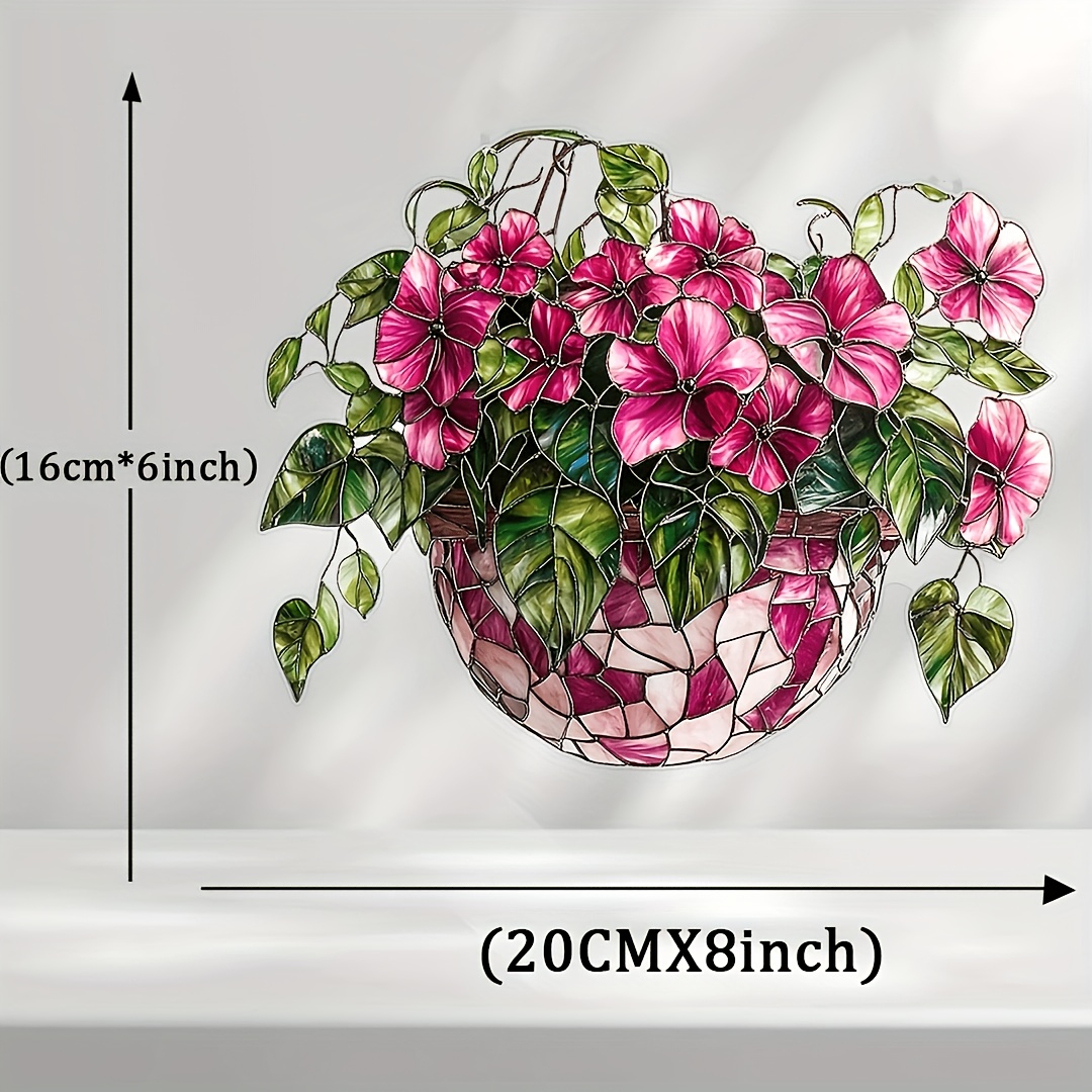 2d Flat Pink Sun Catcher- 8"x6" Acrylic Window Hanging Decoration, And Garden Decoration, Ideal Gift For Birthday And Mother's Day
