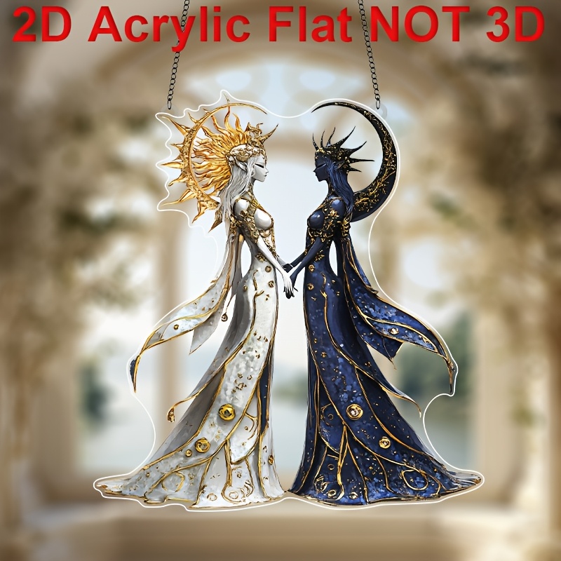 

2d Flat, 1pc, 2d Flat Acrylic, Sun And Suncatcher (7.1"x8"), Balance Art, Day And Night Design, Mystical Solar , Wall Decor, Room Decor, Home Decor, Unique Gift Decorative Plaque & Statues