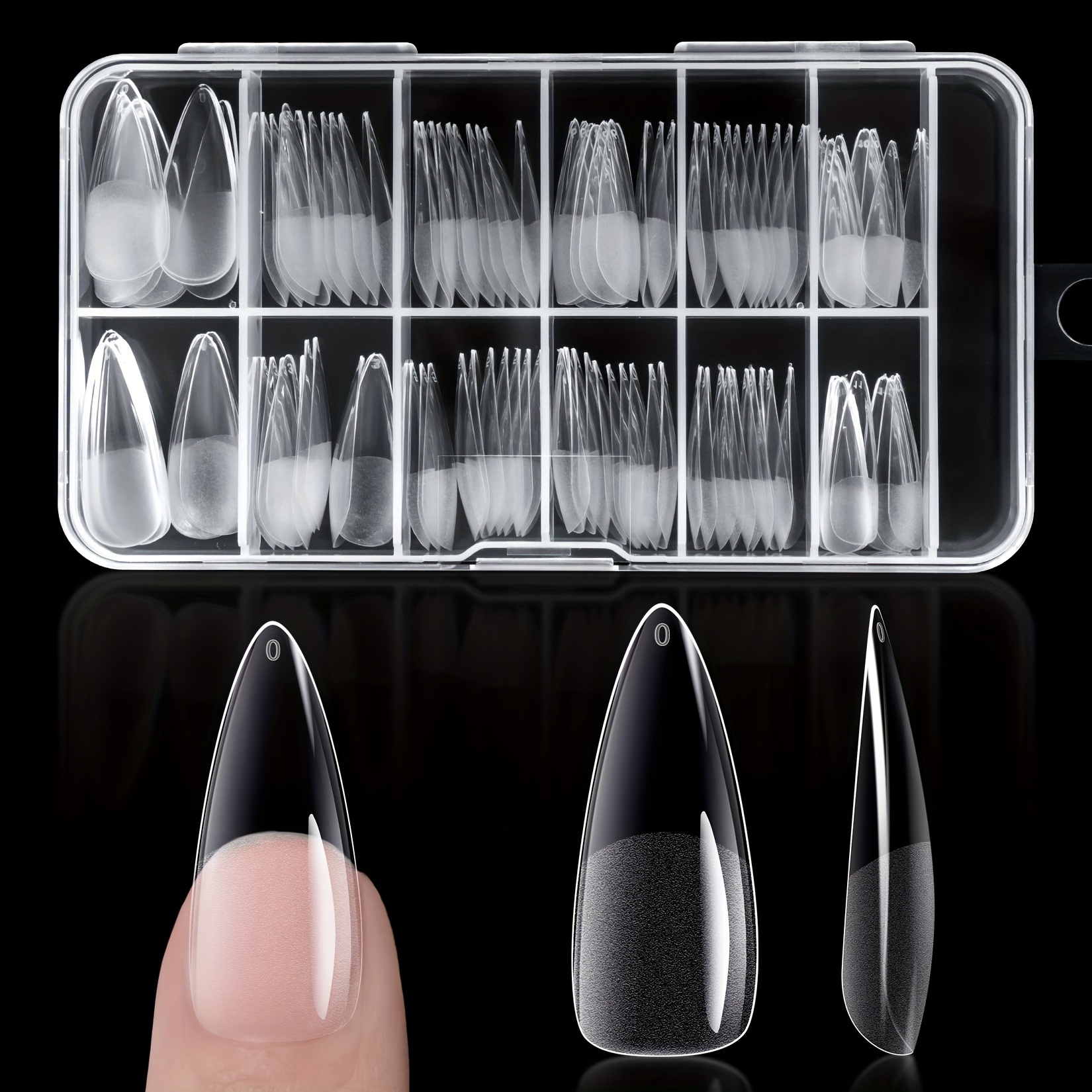 

240pcs Half Matte Shaped Gel Nail Tips Set - 12 Sizes, Pre-shaped Acrylic Press-ons For Diy & Salon Use, Long- & Easy To Apply