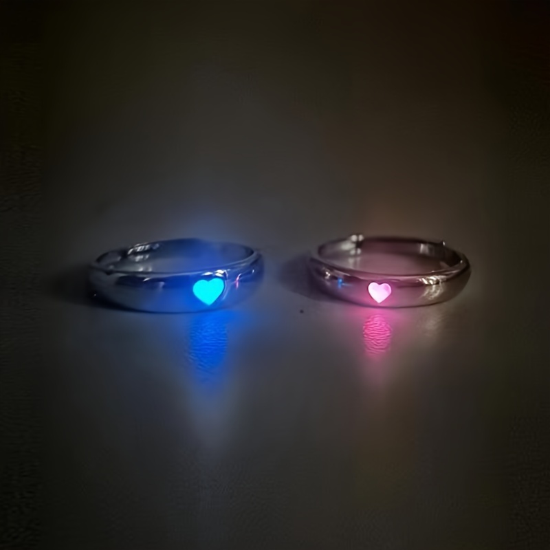 

Elegant Adjustable Love -in-the-dark Couple's Ring Set - Alloy, Fashion Accessory For Men