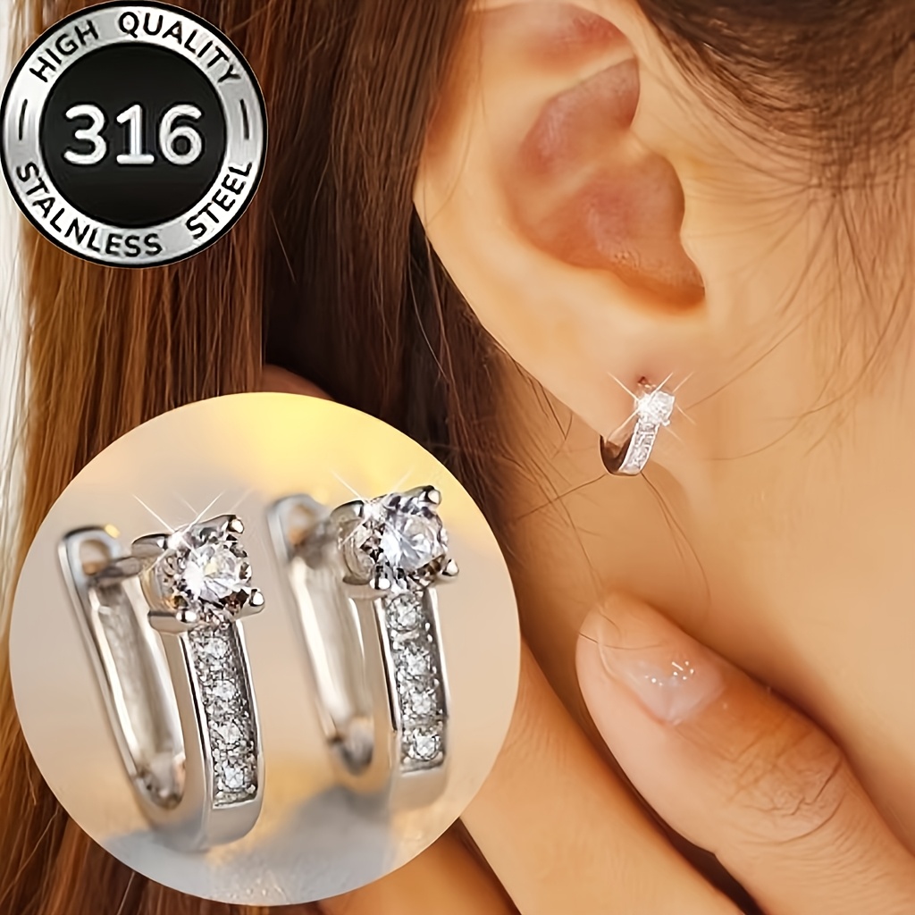316 Carved And Polished Hoop Earrings, Suitable For Wife's Anniversary, Women's Birthday Gift, Valentine's Day, Mother's Day Present, Jewelry And Additions Gift For , Christmas Present