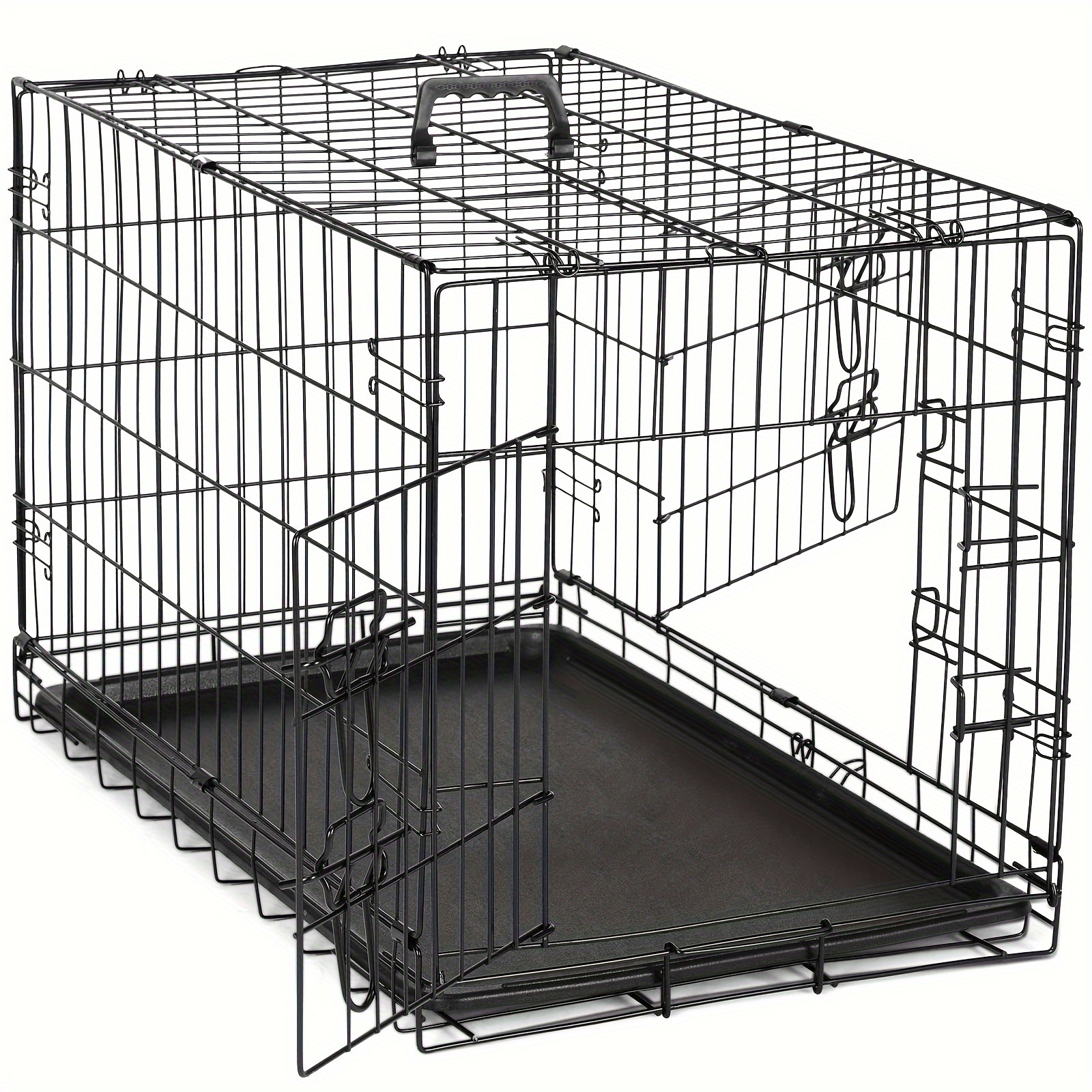 

Smug Dog Crate With Divider Panel, 36 Inch Double Door Folding Metal Wire Dog Cage With Plastic Leak-proof Pan Tray, Pet Kennel For Indoor, Outdoor, Travel